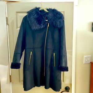 Cole Haan Faux Shearling Fur Coat L